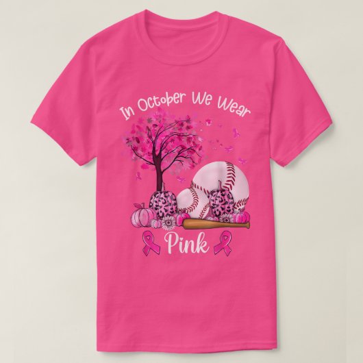Borstkanker Bewustmaking Roze lint-honkbalpomp T-shirt (Design voorkant)