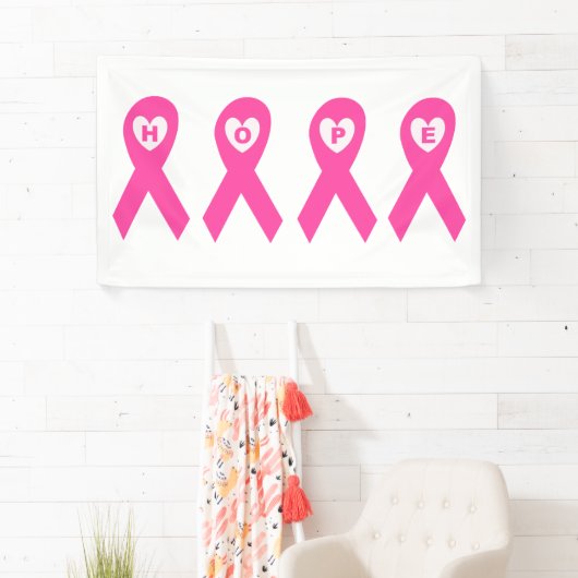 Borstkanker Bewustmaking Roze lint HOPE Spandoek (Insitu)