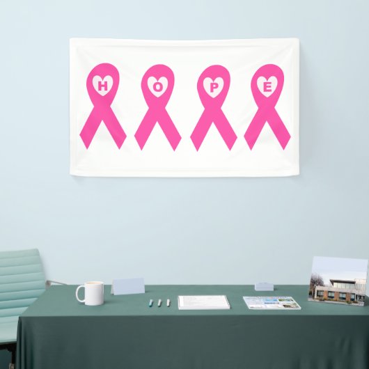Borstkanker Bewustmaking Roze lint HOPE Spandoek (Beurs)