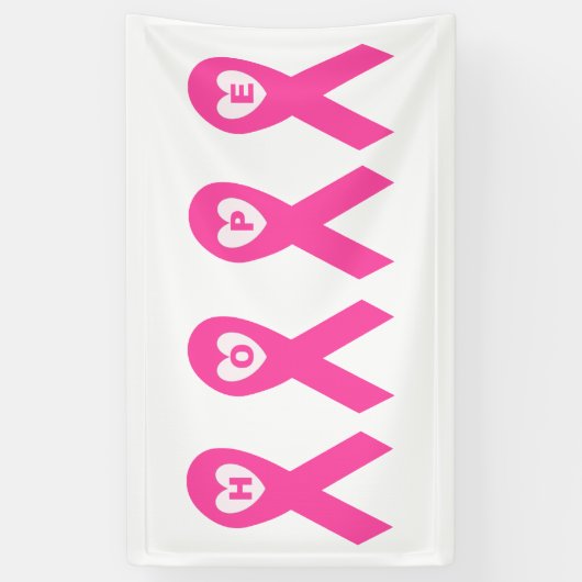 Borstkanker Bewustmaking Roze lint HOPE Spandoek (Verticaal)