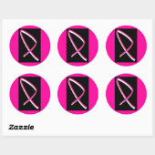 Borstkanker Bewustmaking Roze lint I Ronde Sticker (Vel)