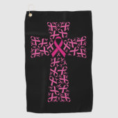 Borstkanker Bewustmaking Roze lint kruis  Golfhanddoek (Voorkant)