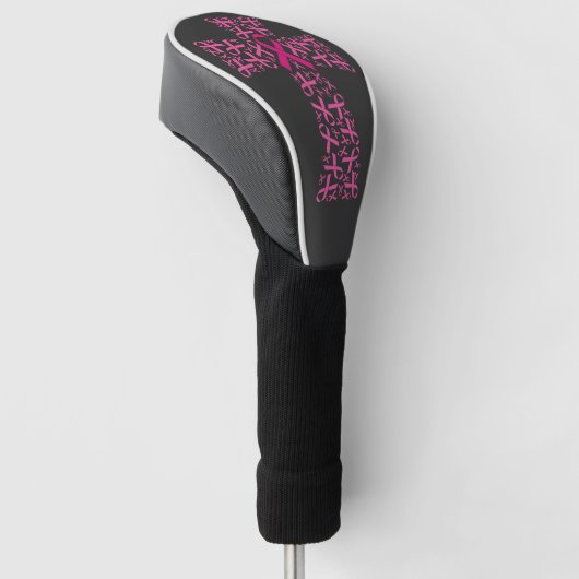Borstkanker Bewustmaking Roze lint kruis Golfheadcover (Schuin)