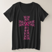 Borstkanker Bewustmaking Roze lint kruis Grote Maat T-shirt (Design voorkant)