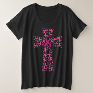 Borstkanker Bewustmaking Roze lint kruis Grote Maat T-shirt