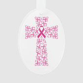 Borstkanker Bewustmaking Roze lint kruis Ornament (voorkant)