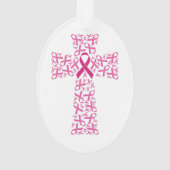 Borstkanker Bewustmaking Roze lint kruis Ornament (achterkant)