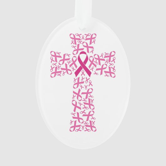 Borstkanker Bewustmaking Roze lint kruis  Ornament (achterkant)