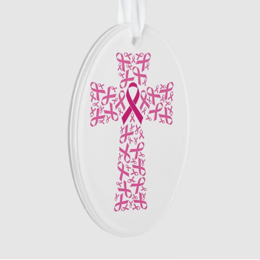 Borstkanker Bewustmaking Roze lint kruis  Ornament (voorkant)