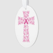 Borstkanker Bewustmaking Roze lint kruis Ornament (voorkant)