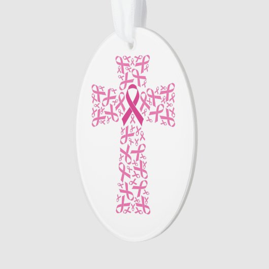 Borstkanker Bewustmaking Roze lint kruis  Ornament (voorkant)
