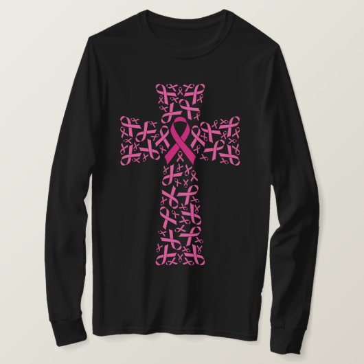 Borstkanker Bewustmaking Roze lint kruis  T-shirt (Design voorkant)