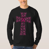 Borstkanker Bewustmaking Roze lint kruis  T-shirt (Voorkant)