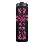 Borstkanker Bewustmaking Roze lint kruis  Thermosbeker (Voorkant)