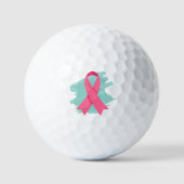 Borstkanker Bewustmaking Roze lint Logo Golfballen (Voorkant)