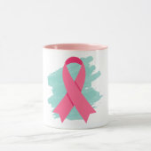 Borstkanker Bewustmaking Roze lint Logo Mok (Midden)