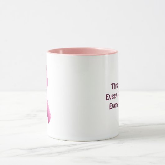 Borstkanker Bewustmaking Roze lint Mok (Midden)