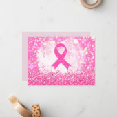 Borstkanker Bewustmaking Roze lint Notitiekaartje (Voorkant / Achterkant in situ)