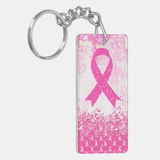 Borstkanker Bewustmaking Roze lint Sleutelhanger (Voorkant Links)