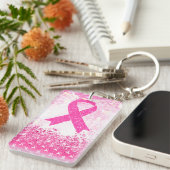 Borstkanker Bewustmaking Roze lint Sleutelhanger (Voorkant Rechts)