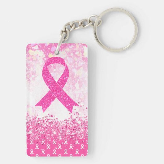 Borstkanker Bewustmaking Roze lint Sleutelhanger (achterkant)