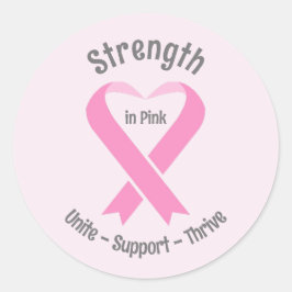 Borstkanker Bewustmaking Roze lint ticker Ronde Sticker