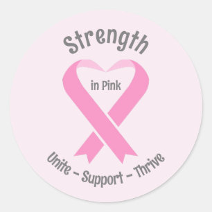 Borstkanker Bewustmaking Roze lint ticker Ronde Sticker