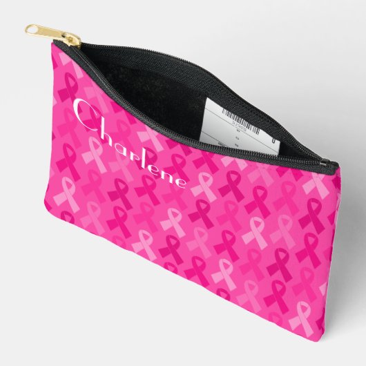 Borstkanker Bewustmaking Roze lintpatroon Etui (Open)