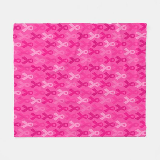 Borstkanker Bewustmaking Roze lintpatroon Fleece Deken (Voorkant (Horizontaal))