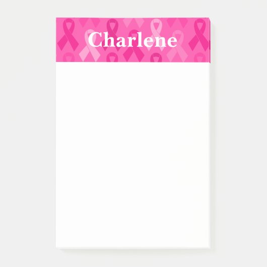 Borstkanker Bewustmaking Roze lintpatroon Post-it® Notes (Voorkant)