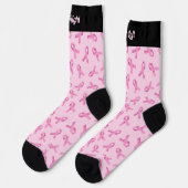 Borstkanker Bewustmaking Roze lintpatroon Sokken (Links)