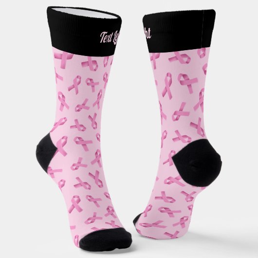 Borstkanker Bewustmaking Roze lintpatroon Sokken (Gebogen)