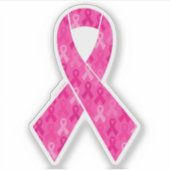 Borstkanker Bewustmaking Roze lintpatroon Sticker (Voorkant)