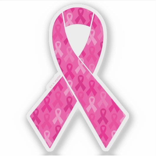Borstkanker Bewustmaking Roze lintpatroon Sticker (Voorkant)