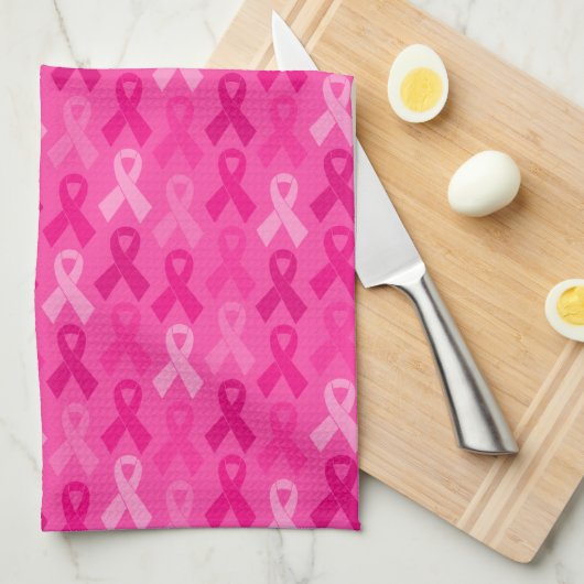 Borstkanker Bewustmaking Roze lintpatroon Theedoek (Quarter Fold)
