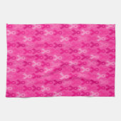 Borstkanker Bewustmaking Roze lintpatroon Theedoek (Horizontaal)