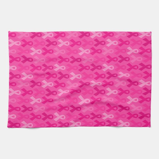Borstkanker Bewustmaking Roze lintpatroon Theedoek (Horizontaal)