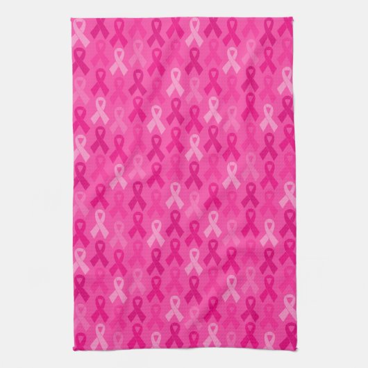 Borstkanker Bewustmaking Roze lintpatroon Theedoek (Verticaal)