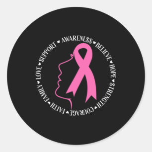 Borstkanker Bewustmaking Roze lintsteunplein Ronde Sticker