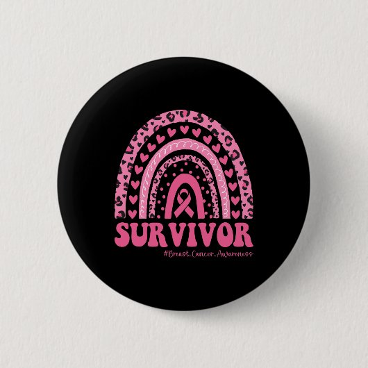 Borstkanker Bewustmaking Roze regenboogborstkanker Ronde Button 5,7 Cm (Voorkant)