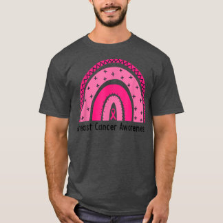 Borstkanker Bewustmaking Roze regenbooglintsteun T-shirt