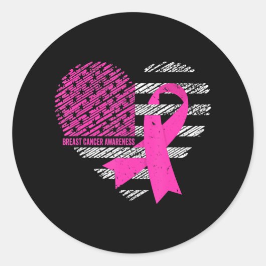 Borstkanker Bewustmaking Roze Ribbon Amerikaanse v Ronde Sticker (Voorkant)