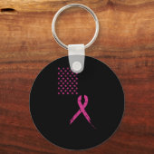Borstkanker Bewustmaking Roze Ribbon Amerikaanse v Sleutelhanger (Voorkant)