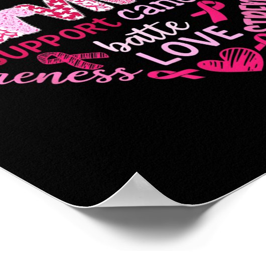 Borstkanker Bewustmaking Roze Ribbon Heart Survivo Poster (Hoek)