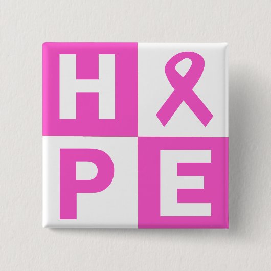 Borstkanker Bewustmaking Roze Ribbon Hope design Vierkante Button 5,1 Cm (Voorkant)
