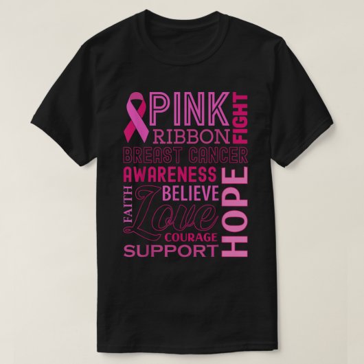 Borstkanker Bewustmaking Roze Ribbon Hope Support T-shirt (Design voorkant)