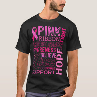 Borstkanker Bewustmaking Roze Ribbon Hope Support T-shirt