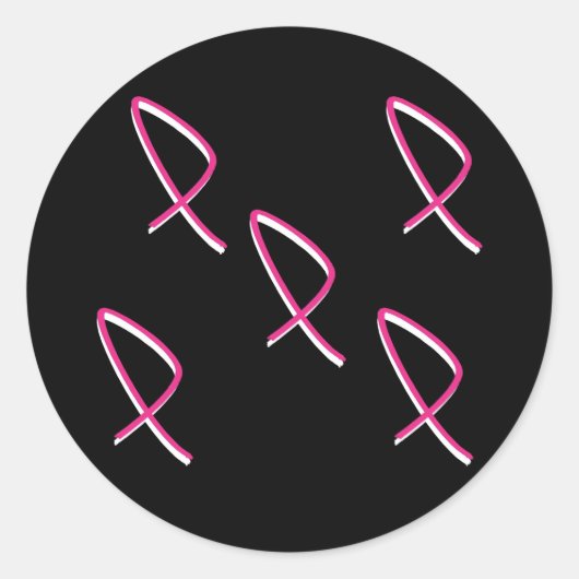 Borstkanker Bewustmaking Roze Ribbon II Ronde Sticker (Voorkant)