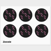 Borstkanker Bewustmaking Roze Ribbon II Ronde Sticker (Vel)