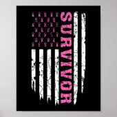Borstkanker Bewustmaking Roze Ribbon Survivor Amer Poster (Voorkant)